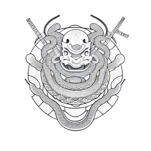 Samurai Armor With A Snake Around