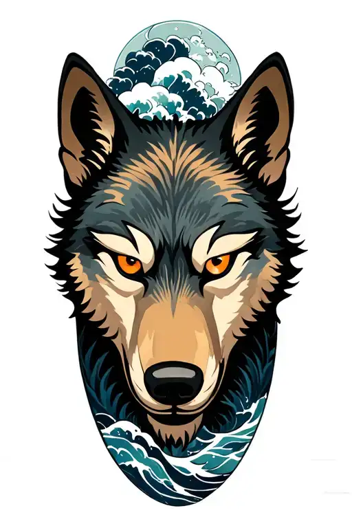 Wolf Mask In Ocean Waves