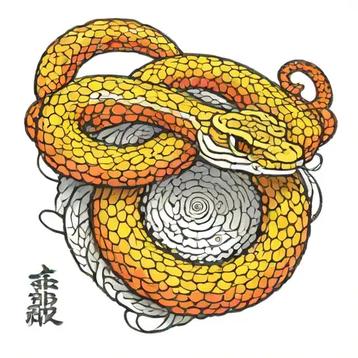 A Detailed Sketch Of A Snake Coiled Around A Paint Palette