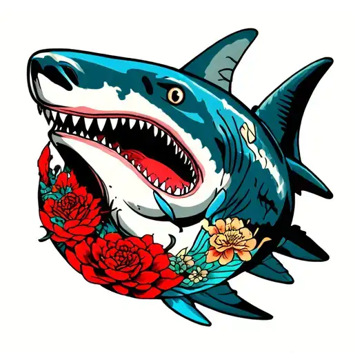Yakuza Shark Back Tattoo Design