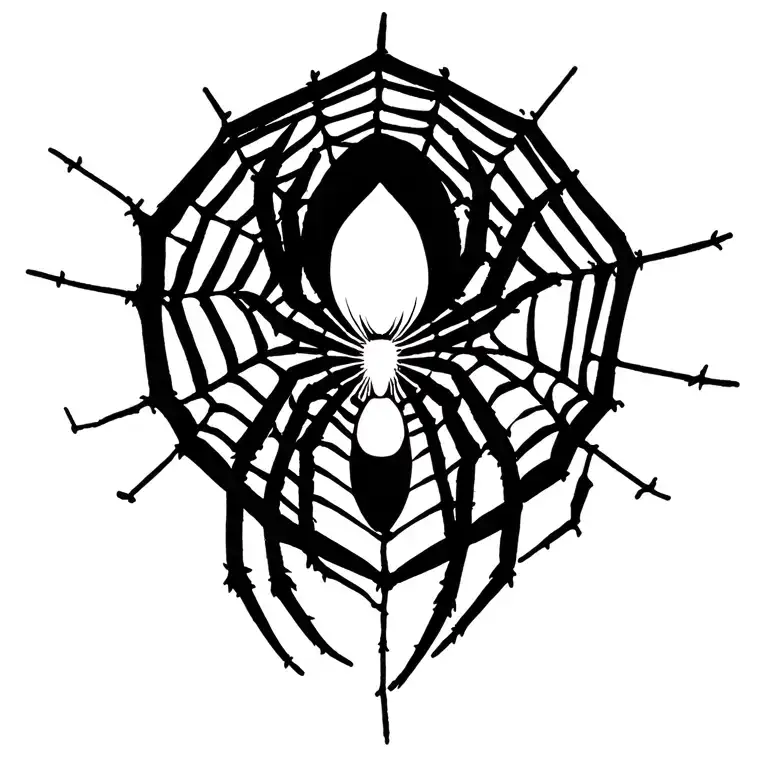 Spiderweb And Blackwidow Spider Weaving A Web