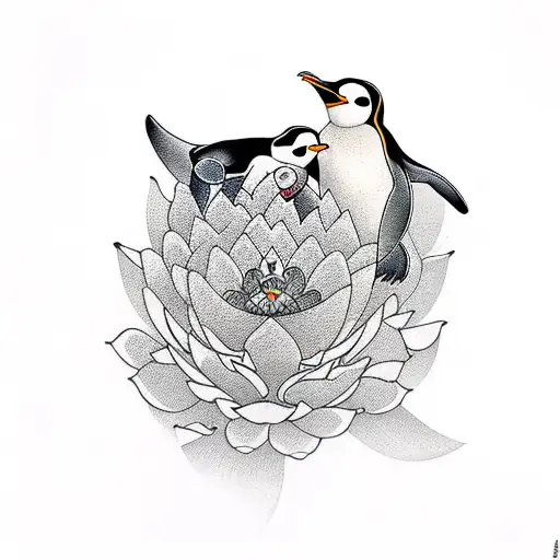 Penguin With Lotus
