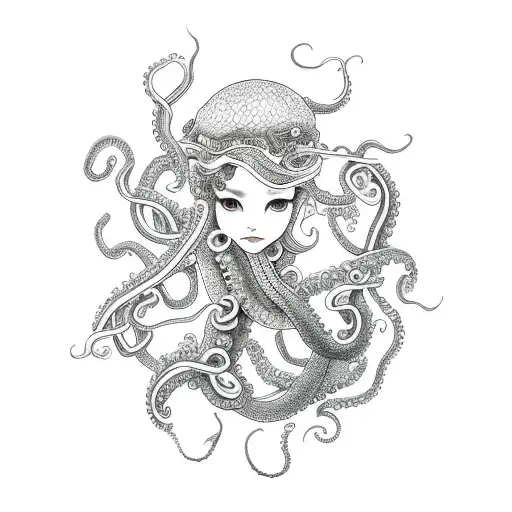 Mermaid With Octopus Tentacles For Hair