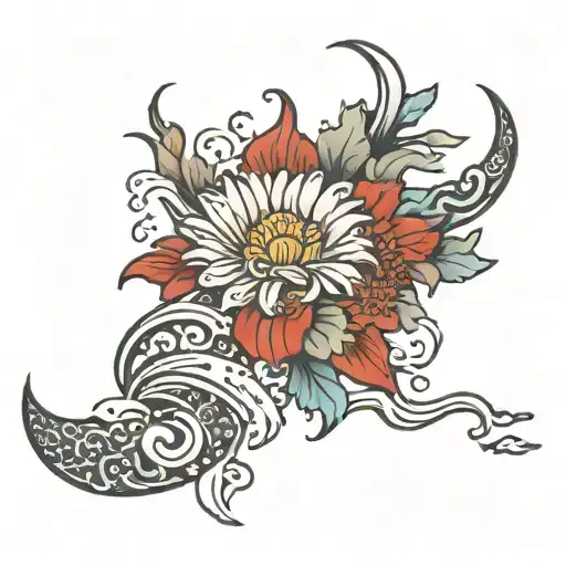 Red Daisy Waves Sleeve