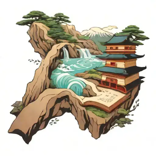 Stream Running Down A Mountain Full Of Books