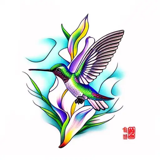 Hummingbird With Calla Lilly