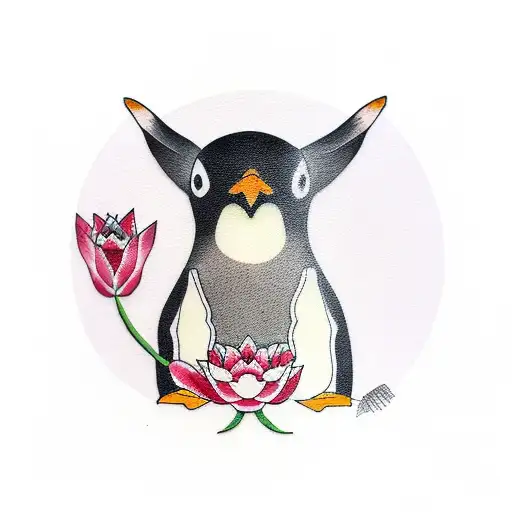 Penguin With Lotus