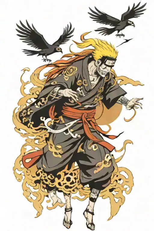 Shinigami God Of Death Naruto With Ravens Flying