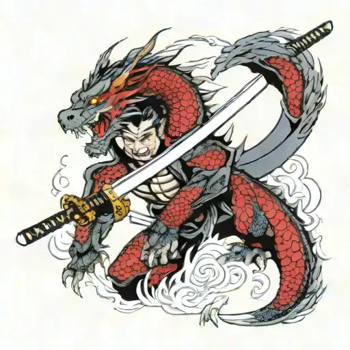 Katana With Dragon In Back