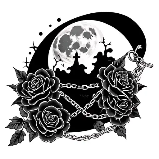 Troyel With Roses With The Moon And Chains Wrapped