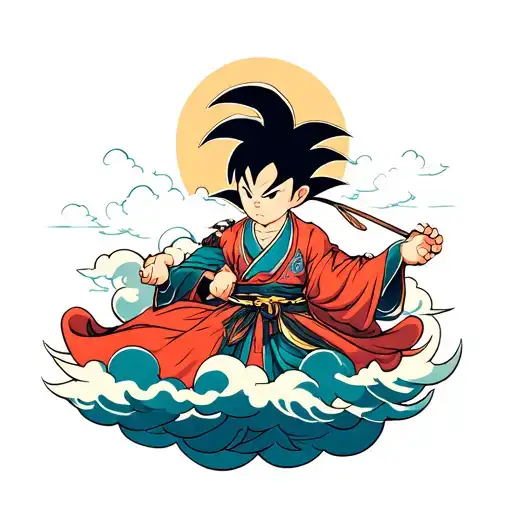 Kid Gohan On Nimbus Cloud