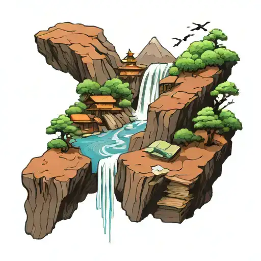 Stream Running Down A Mountain Full Of Books