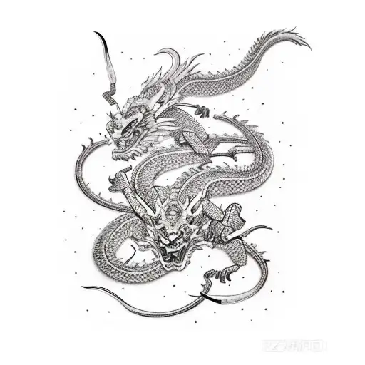 Asian Dragon Fights A Scorpion