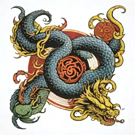 Dragon And Snake Ying Yang