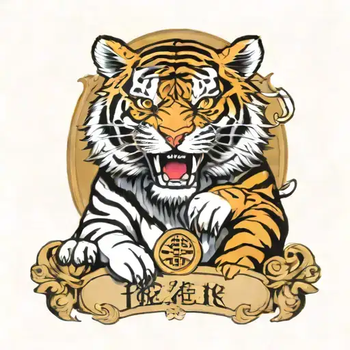 A Tiger And A Bear Hold A Coat Of Arms