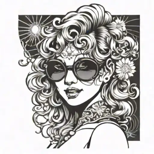 Sun Glasses On Hear Girl With Medium Curly Blond Hair Smiling At Me