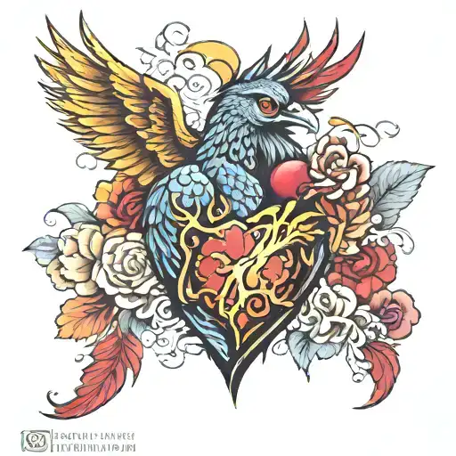 Phoenix Holding Anatomical Heart Chest Piece Featuring
