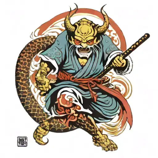 Oni Samurai With Yin And Yang