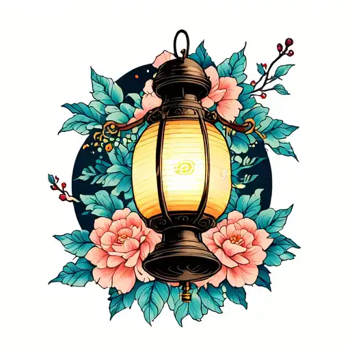Memorial Tattoo Mom Vintage Lantern Symbolizing Guidance