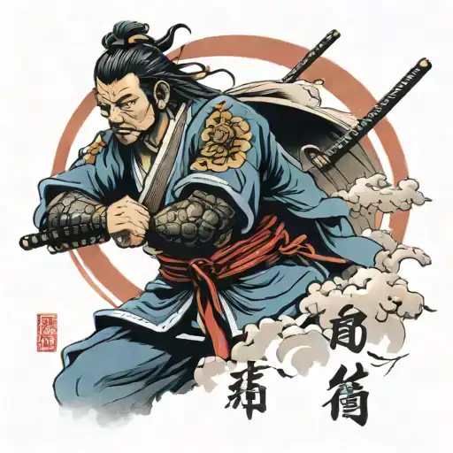 Samurai With Kanji For Brave And True