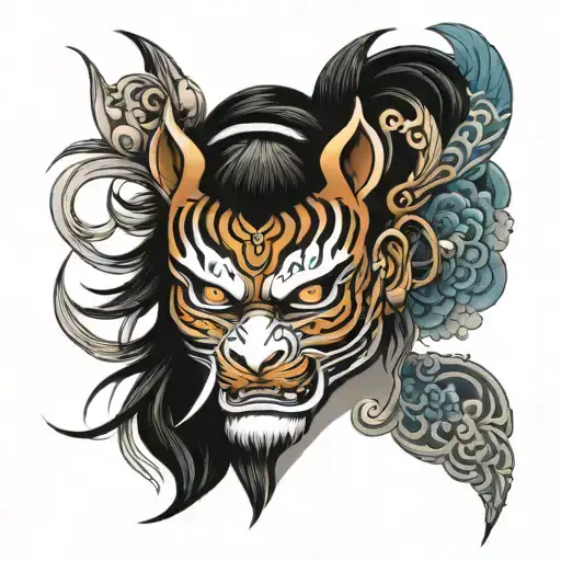 Feminine Thai Tiger And Oni Mask