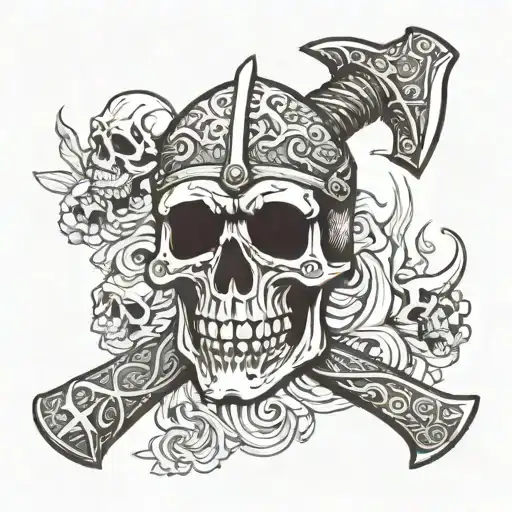 Viking Axe Breaking A Skull