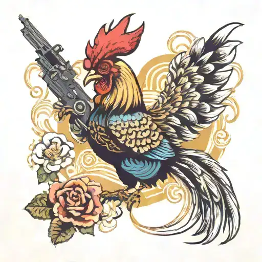 Fighting Rooster Holding A Gun Morphing