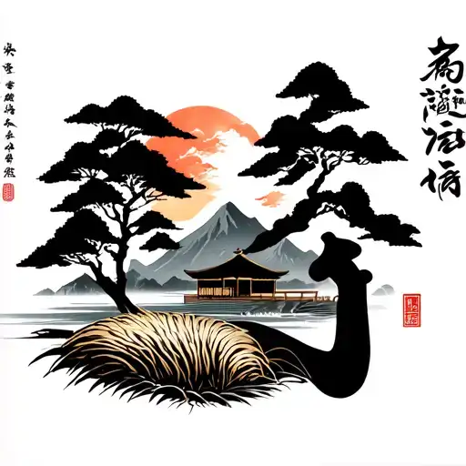 Asian Mountain Valley Rice Farm