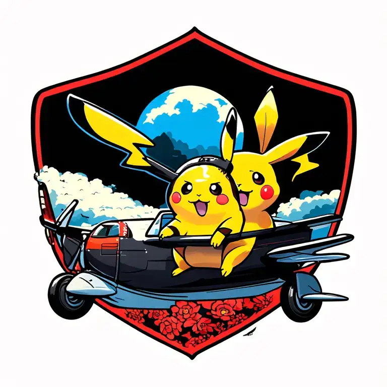 Picachu Flying In An Airplan