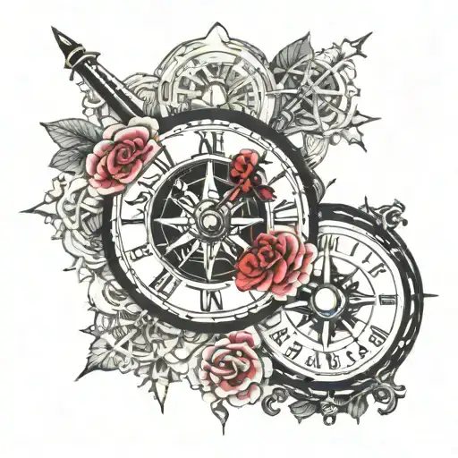 Compass And Time Clock