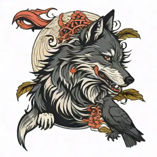 A Plot With A Wolf And A Crow Wrapped In Adhesive Tape On