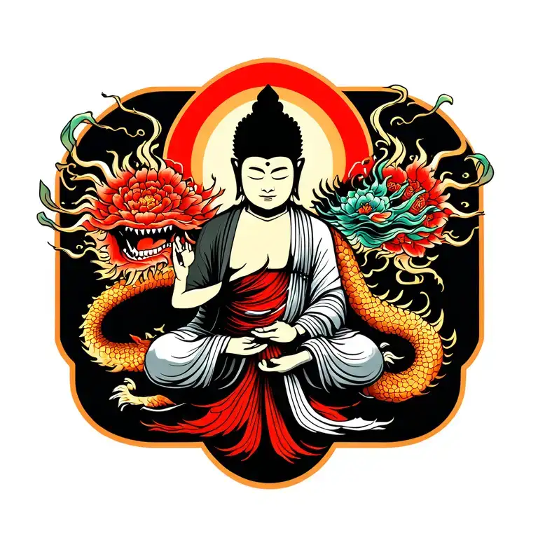 Dragon Sheng Long With A Buddha