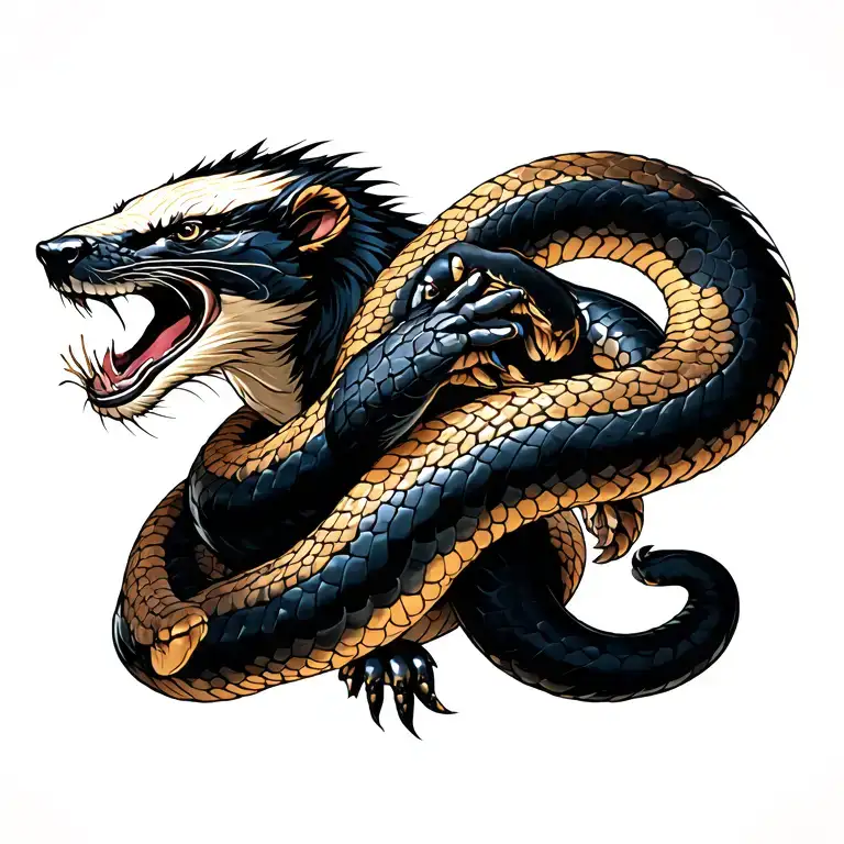 Honey Badger Fighting A King Cobra