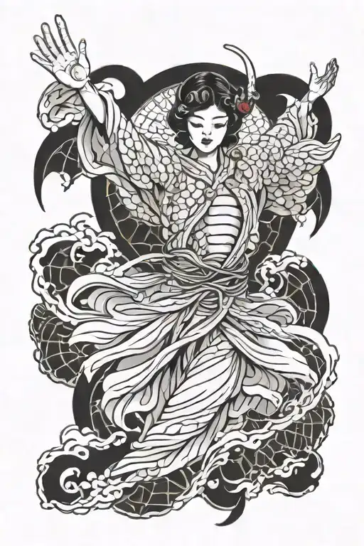 Angel With Hands Out With Spider Web Background