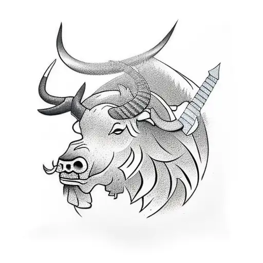 Half Bull Face And Half Axe