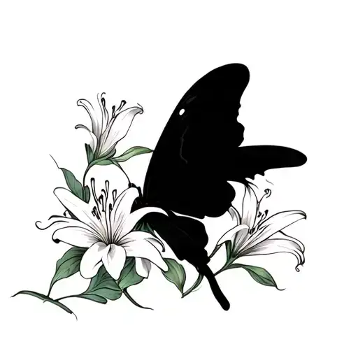 Spider Lily Flowers With Butterfly