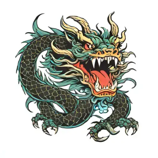 Colorful Angry Asia Dragon