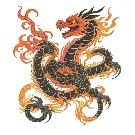 Dragon Black And Red For The Arm