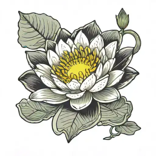 Water Lily Flower Large Black Leaves