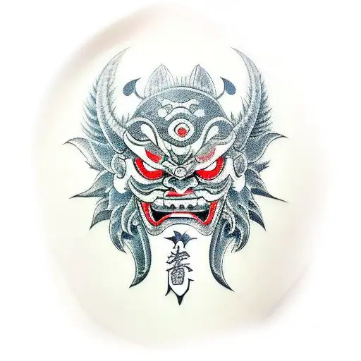 Oni Mask Just Above The Knee Broken In Half During Battle