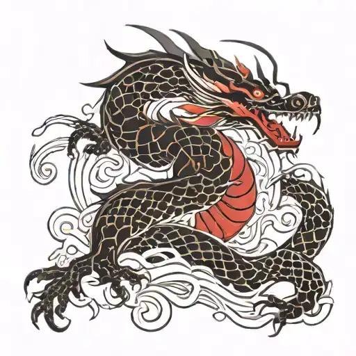 Dragon Black And Red