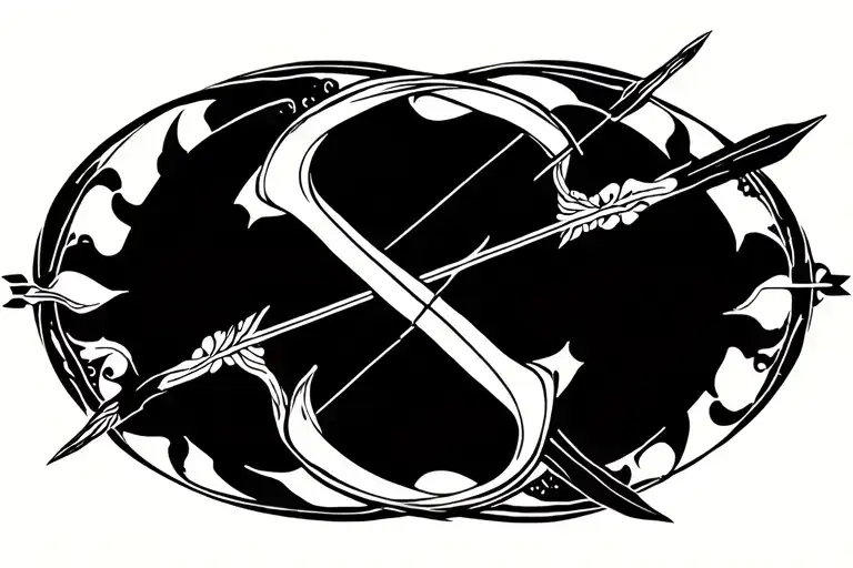 Sagittarius Bow And Arrow With Infinity Symbol As The Center Point