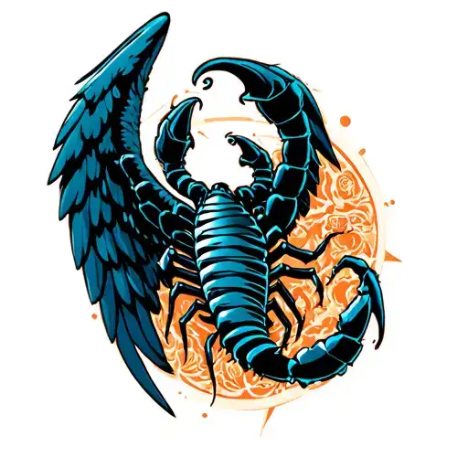 Scorpions Symbol Arm To Hand With Mystic Greek Style Wirh Angel Wings