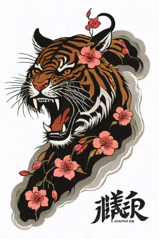 Tiger Roaring Cherry Blossom Petals