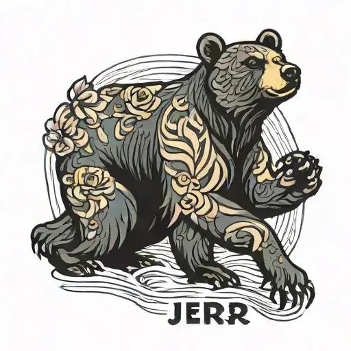 Pride Gay Tattoo With Bear And Word Jer