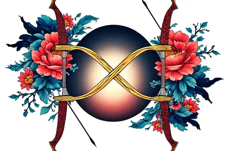 Sagittarius Bow And Arrow With Infinity Symbol As The Center Point