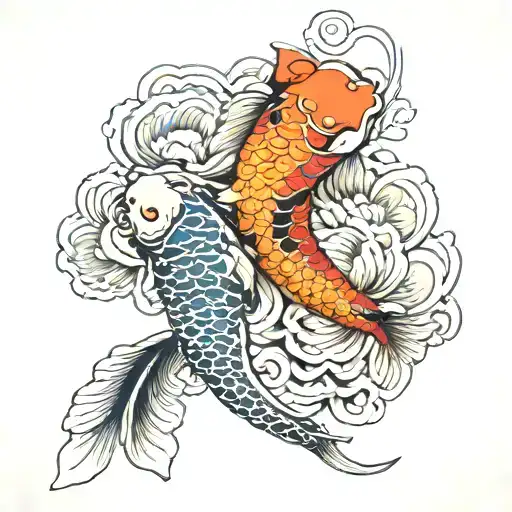 Koi Fish And Hanaya Mask