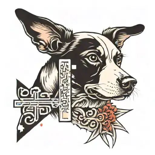 Dog Looking At A Cross