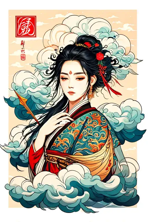 Clouds On A Sleeve With An Arrow