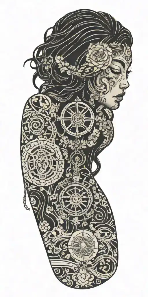 Libra And Young Woman With Kniwe Behind